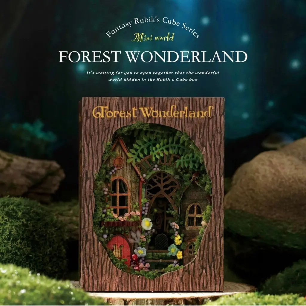 Fantasy Magic Cube Series DIY Miniature Dollhouse Cabin, 1 Box Wooden Playhouse Handmade 3D Puzzle Model Toy and Creative Home Bedroom Decoration, Pretend Playhouse, Miniature Houses