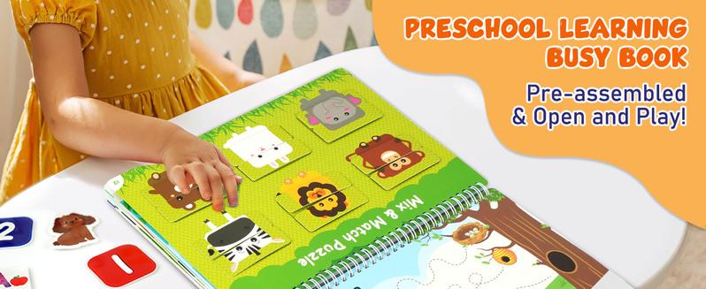 BenBen Busy Book for Toddlers, 30 Pages, Pre-Assembled, Preschool Learning Activities, Montessori Toys for Ages 3 and Up, Autism Sensory Toys, Kids Educational Activity Book, Birthday Gift