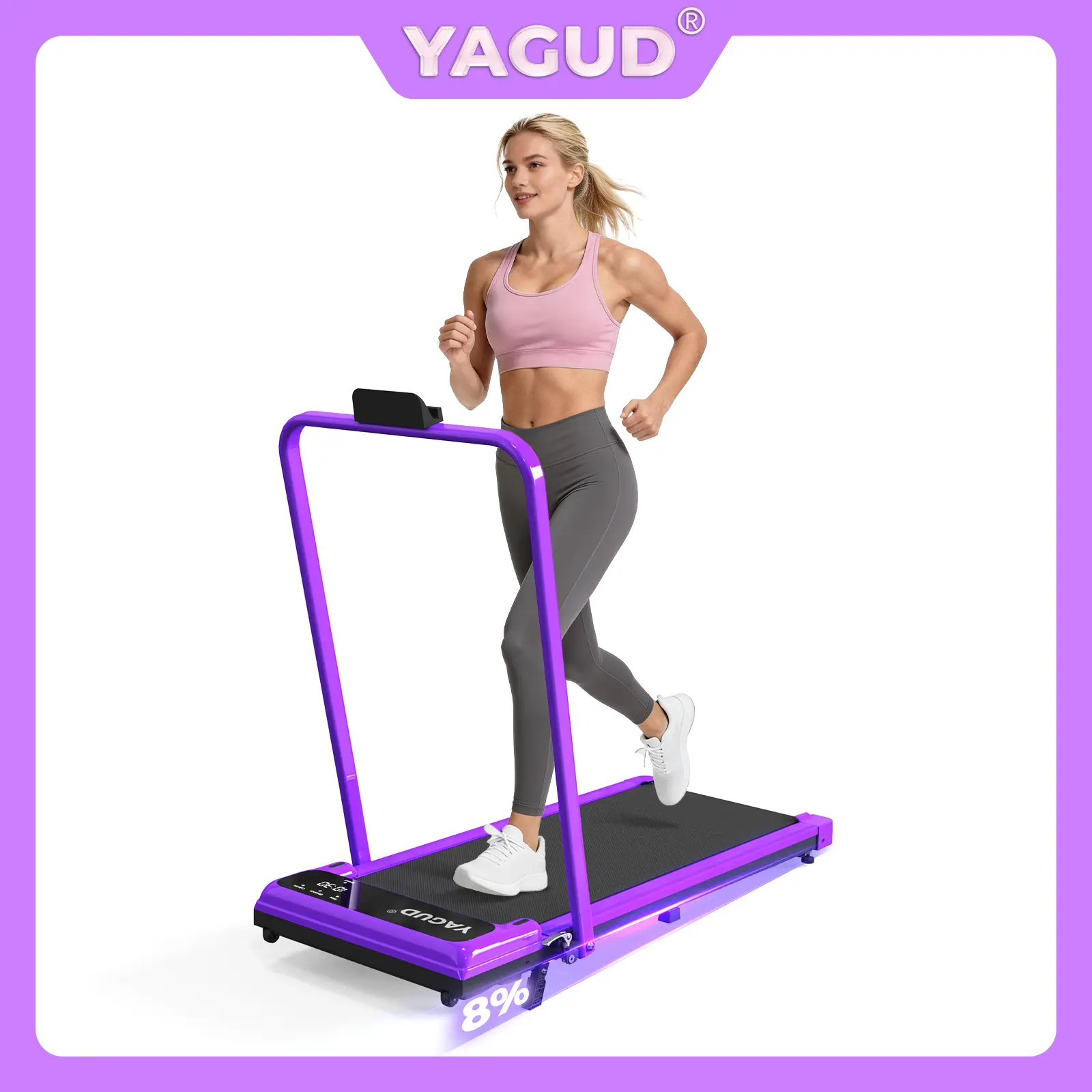 【Upgrade Version】 YAGUD Folding Treadmill with Adjustable Incline, Low-Noise Motor, 265lbs Weight Capacity, Remote Control & Wheels for Easy mobility – Comes with Free Resistance Bands and Dual Shock-Absorption System SpringStatements