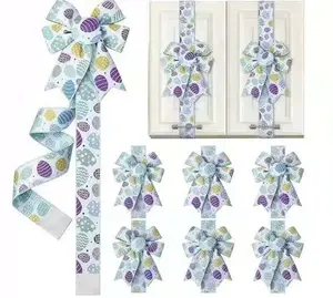 Holiday Easter Cabinet Door Fringe Pastel Color Bunny Egg Bow Wreath 79 x 2.4 Inches Polyester Fiber, Easy to Install & Durable, No Batteries Needed Festive Home Decoration