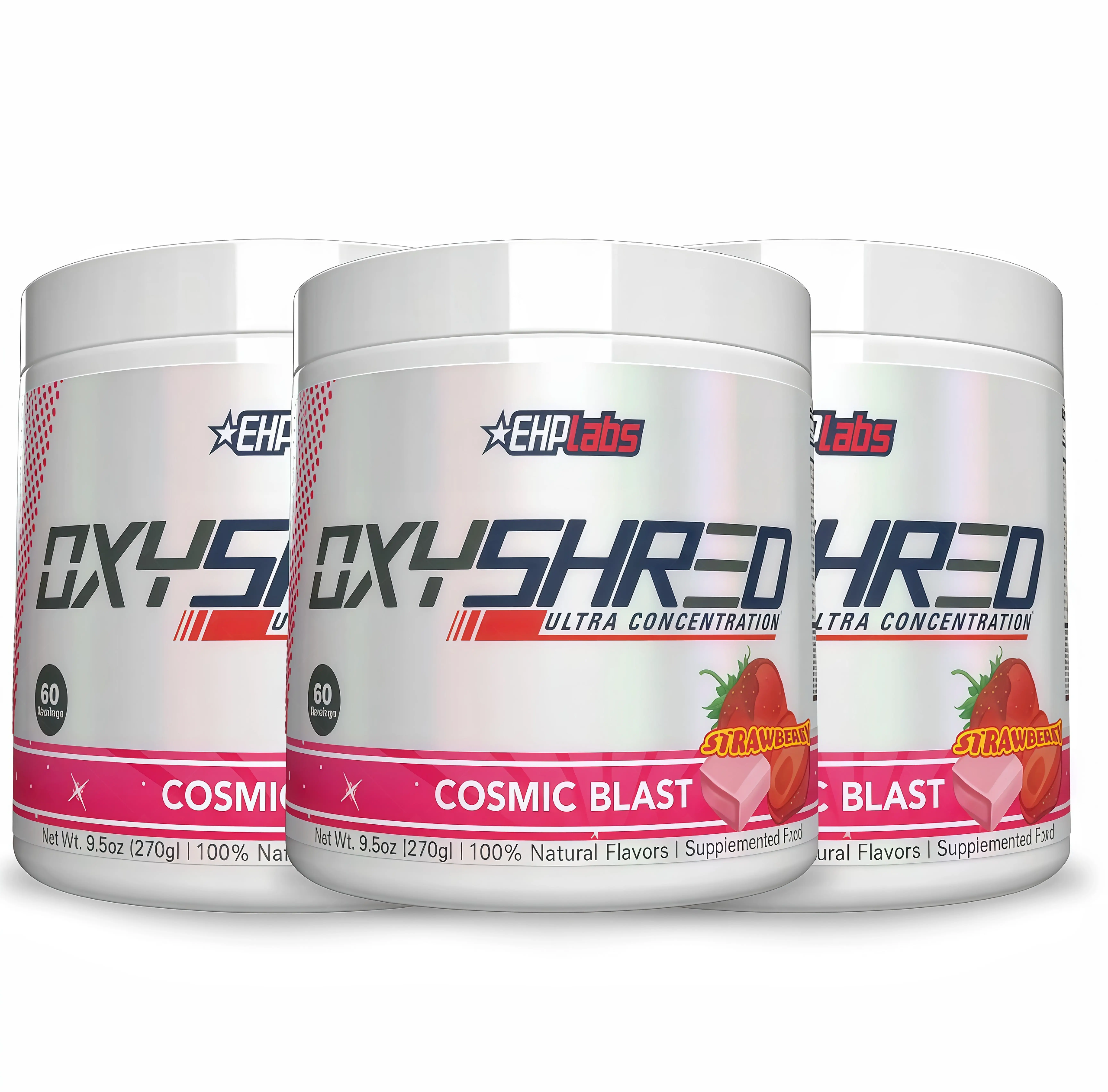 3 Botte EHPlabs OxyShred Ultra NY Concentration Pre Workout Powder 60 Serves 150mg Caffeine Sugar Free Vegan Friendly GlutenFree Men Women Health Fitness Supplements Cosmic Blast Flavor