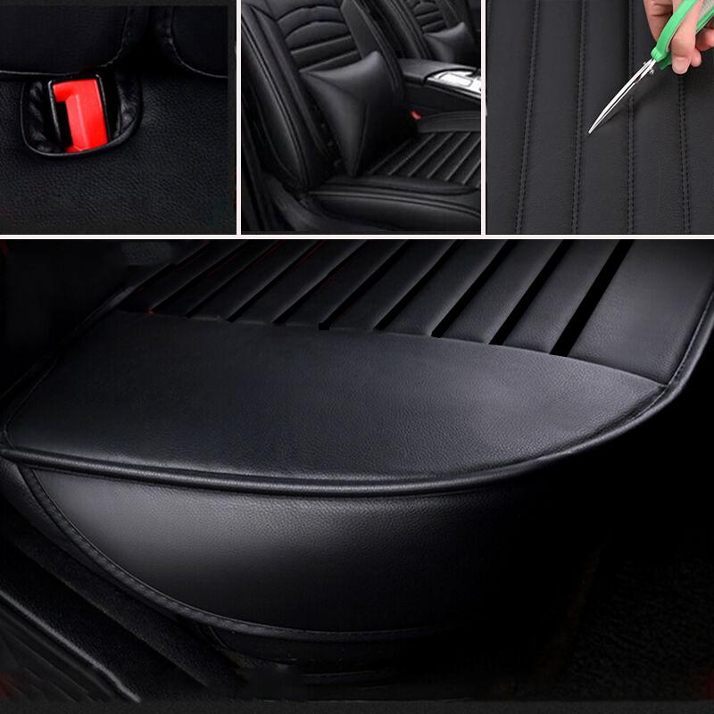 Premium Napa PU Leather Car Front Rear Seat Cover Full Set 5 Seat Protector Mat Breathable Cushion Pad Set Universal ,Full Surround Design with Storage Bag, with 2pcs Head Pillow and 2pcs Waist Pillow - Valentine's Day Gift For Lover