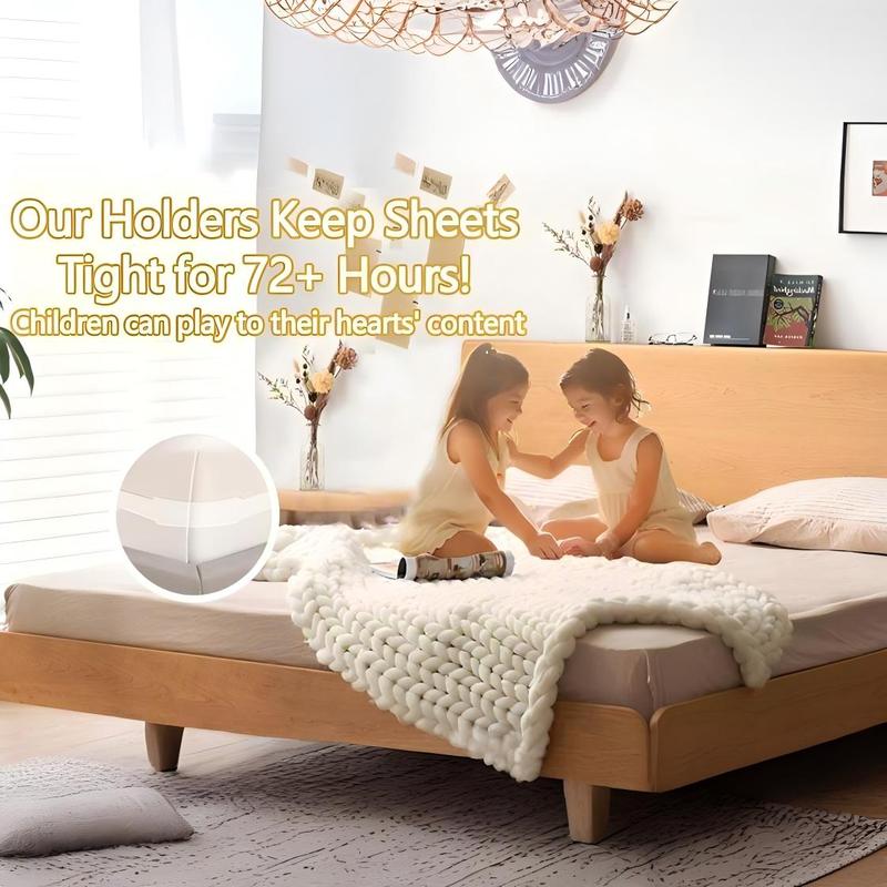 Bed Lock Sheet Holders 4PCS | Fits Any Size Mattress | Non-Slip Keep Sheets Tight White&Grey