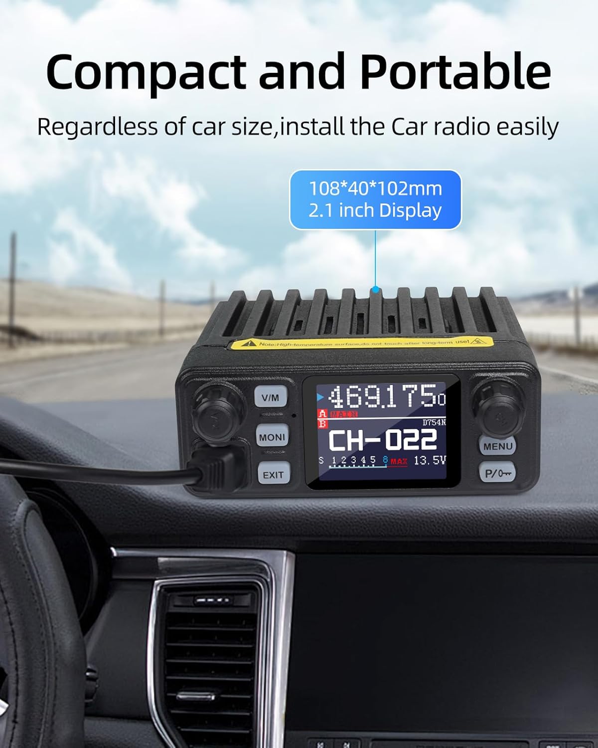 KSUN UV5200D Car Mobile Intercom 12V-13.8V Dual Frequency VHF/UHF Mini ...