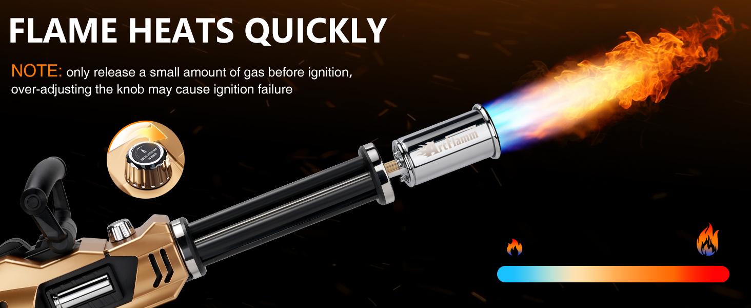ARTFLAMM Powerful Propane Torch , Kitchen Blow Torch Gun with Adjustable Flame, Detachable Cooking Torch for Searing Steak, Camping, BBQ, Welding (Tank Not Included)