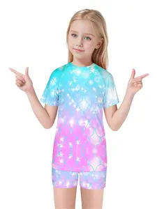 Holafish Girls Swimsuits Set Two-Piece Bathing Suit Rash Guard UPF 50+ Sun Protection Quick-Dry for Summer Beach Swimwear Ages 3–7 Years Swimmingoutfit