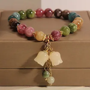 New rainbow lotus colorful chain female summer ins niche orchid pendant bracelet girlfriend decoration