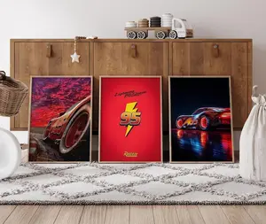 Set of 3 Movie Poster - Cars Movie Poster - Piston Cup - Disneyland Home - Piston Cup - Lightning Radiator Springs Poster,