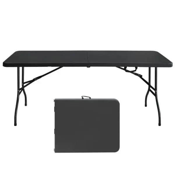 GARVEE Folding Table 6 Foot Portable, Plastic Foldable Table with Carrying Handle for Dining, Picnic, Party, Camping