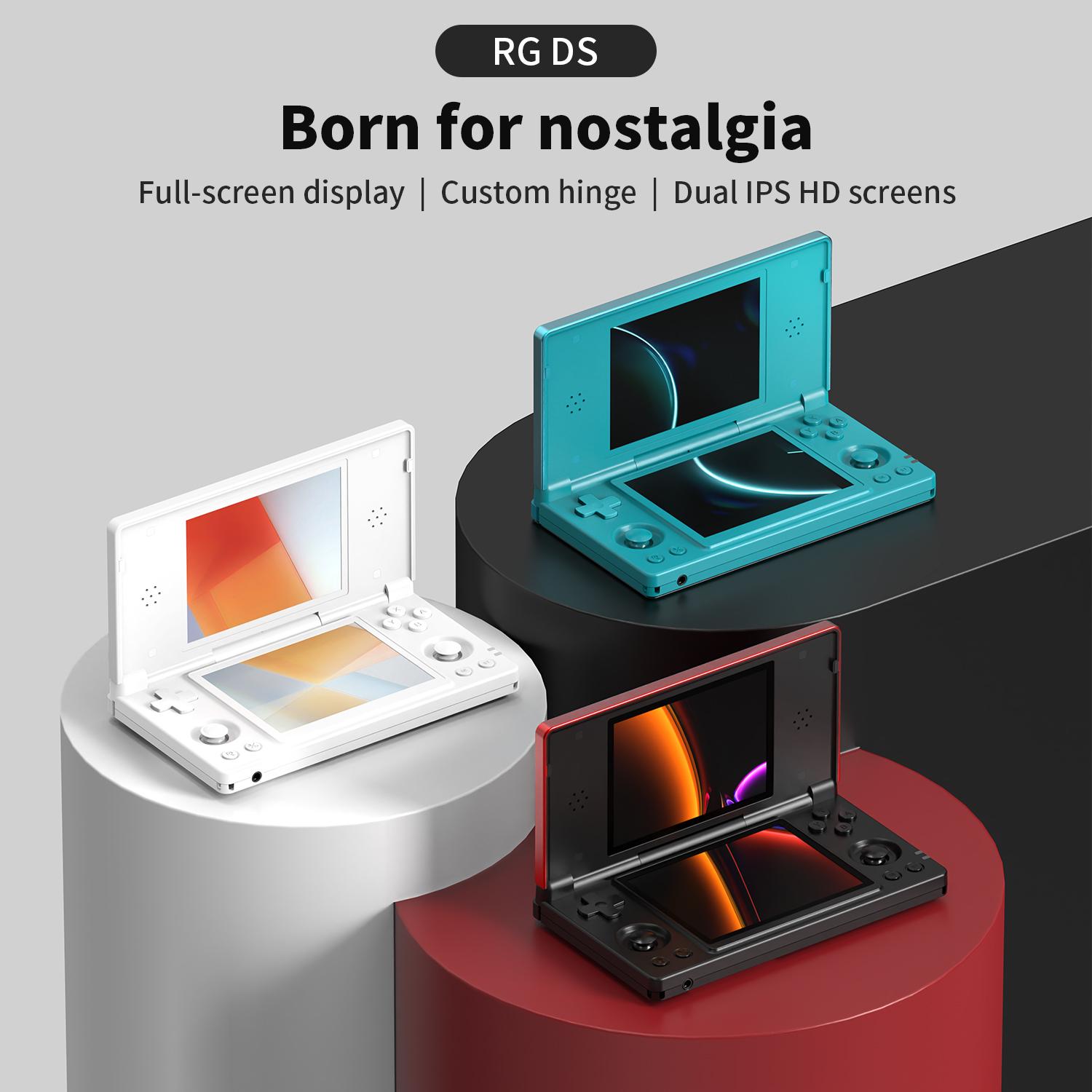 ANBERNIC RG DS Handheld Game Consoles RGDS Retro Gaming Console Dual-screen Video Game Console 3+32GB Android 14 Portable Pocket Arcade No Card 4000mAh Battery WiFi Bluetooth HD Output Turquoise Blue