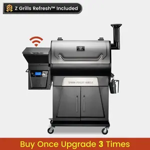 Z Grills 700D4E WIFI Pellet Grill & Smoker 697 sq in Cooking Area · PID 3.0 Temperature Controller Dual-Wall Insulated Firebox · Stainless Steel Construction 2 Meat Probes · 28-Hour Hopper · Ash Cleanout System