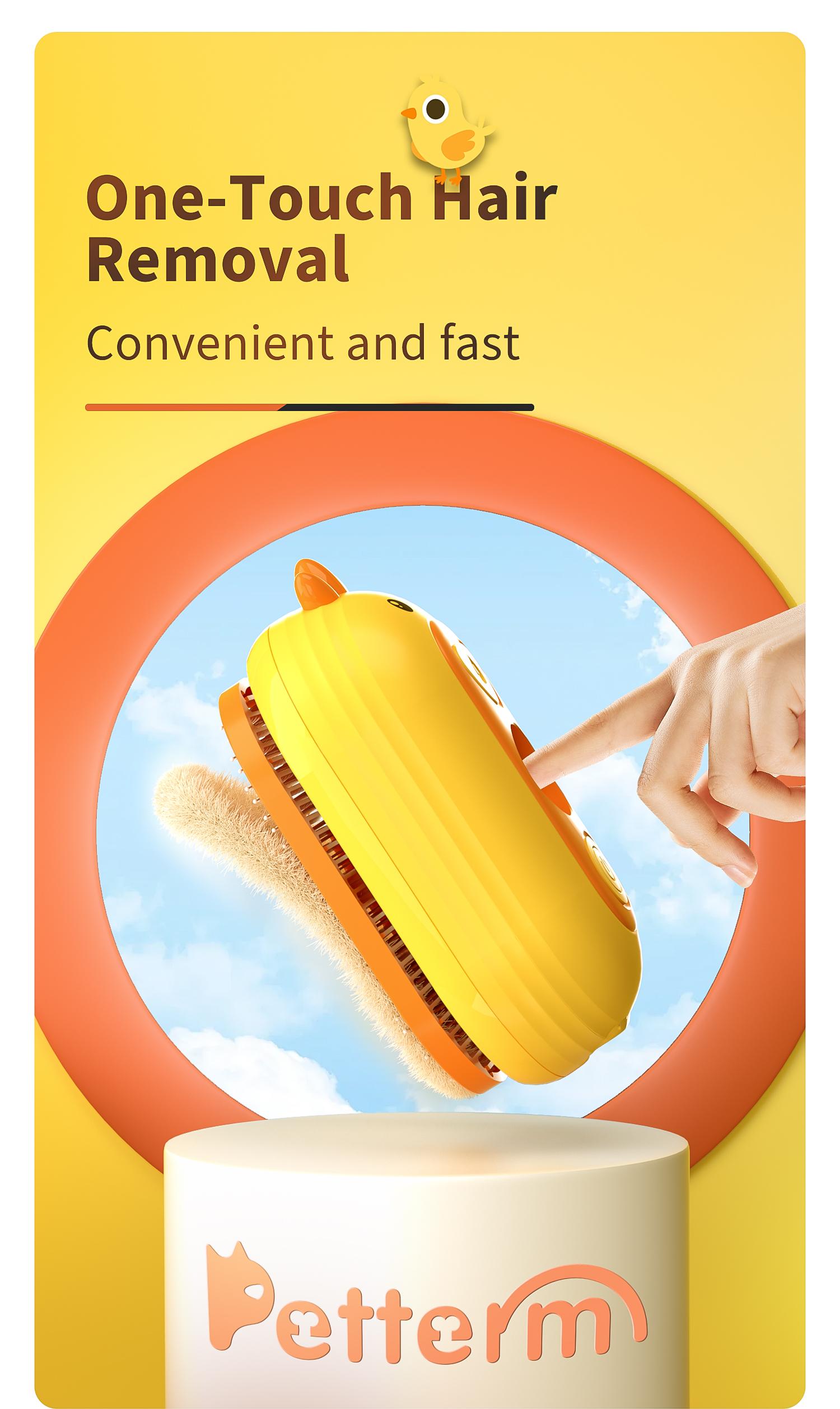 Petterm Upgraded 3 in 1 PET Steam Brush, Spray Hair Removal Comb with Release Button, Anti-Static Fine Spray, Effective for Dogs and Cats
