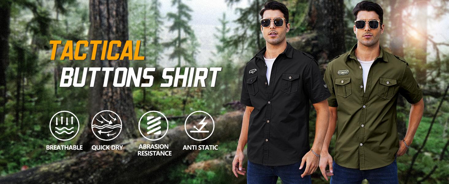 Gihuo Men's Military Tactical Shirt Short Sleeve Cargo Work Outdoor Hiking Slim Fit Tee Cotton Menswear Summer Outfits Men Cute Shirts Fabric Fashion Spring Fall Outdoor Activity Camp Shirt for Men Vintage Summer Clothes Shirts Men Gifts - Casual Gihuo Men's Military Tactical Shirt Short Sleeve Cargo Work Outdoor Hiking Slim Fit Tee Cotton Menswear Summer Outfits Men Cute Shirts Fabric Fashion Spring Fall Outdoor Activity Camp Shirt for Men Vintage Summer Clothes Shirts Men Gifts - Casual