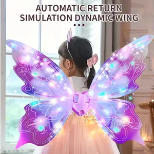 Children's Glowing Butterfly Wings Electric Toy Glowing Butterfly Wings Assembly Wings Birthday Halloween