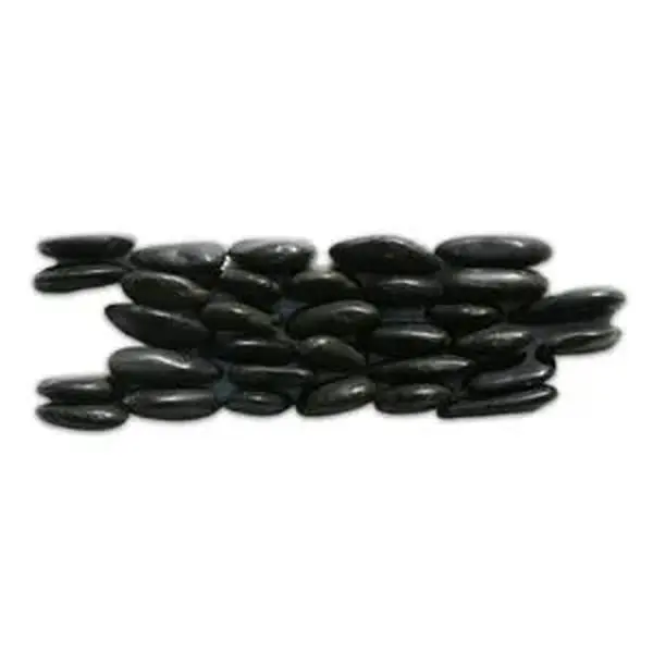 Polished Black Standing Pebble Tile 6" x 12"