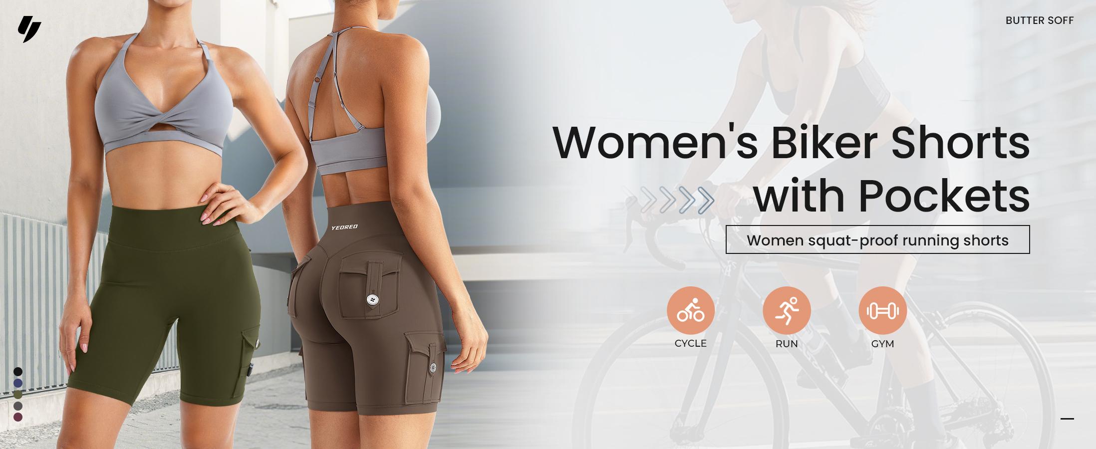 YEOREO CoreFlex Women's Workout Biker Shorts with Cargo Pockets Hidden Scrunch High Waisted 8" Inseam Gym Shorts for Summer Squat-Proof & Comfortable Fit SpringStatements