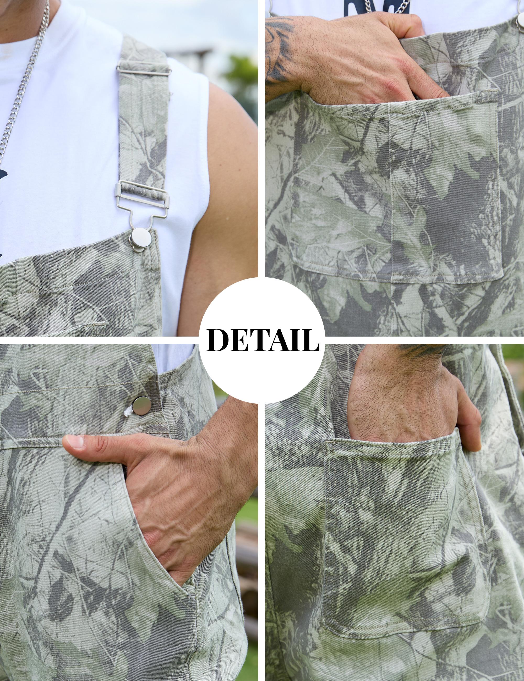Yuanbang Men's Loose Pattern Adjustable Stretchy Overalls Fashion Camo Pattern Denim Bibs Coveralls Pockets Jumpsuit with Zipper Fall Winter Menswear Camouflage Redneck Party Outfit Yuanbang Men's Loose Pattern Adjustable Stretchy Overalls Fashion Camo Pattern Denim Bibs Coveralls Pockets Jumpsuit with Zipper Fall Winter Menswear Camouflage Redneck Party Outfit