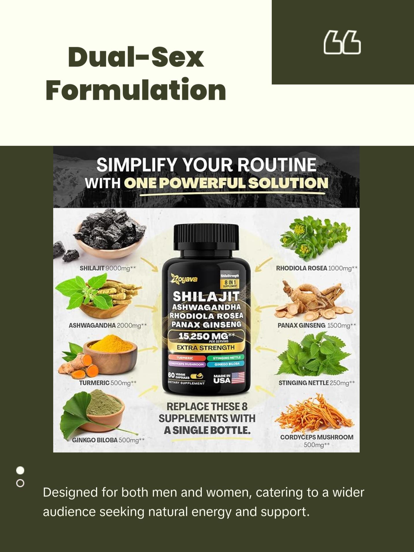 Zoyava Shilajit Pure Himalayan 9000MG,Energy Booster Ashwagandha 2000MG Adult Organic