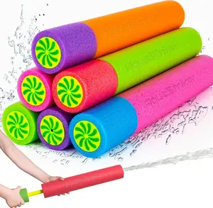 Foam Water Guns for Kids 6 Pack Long Range Pool Noodle Squirter Fun Blaster Toys Summer Beach Party Outdoor Supplies Safe Non-Toxic