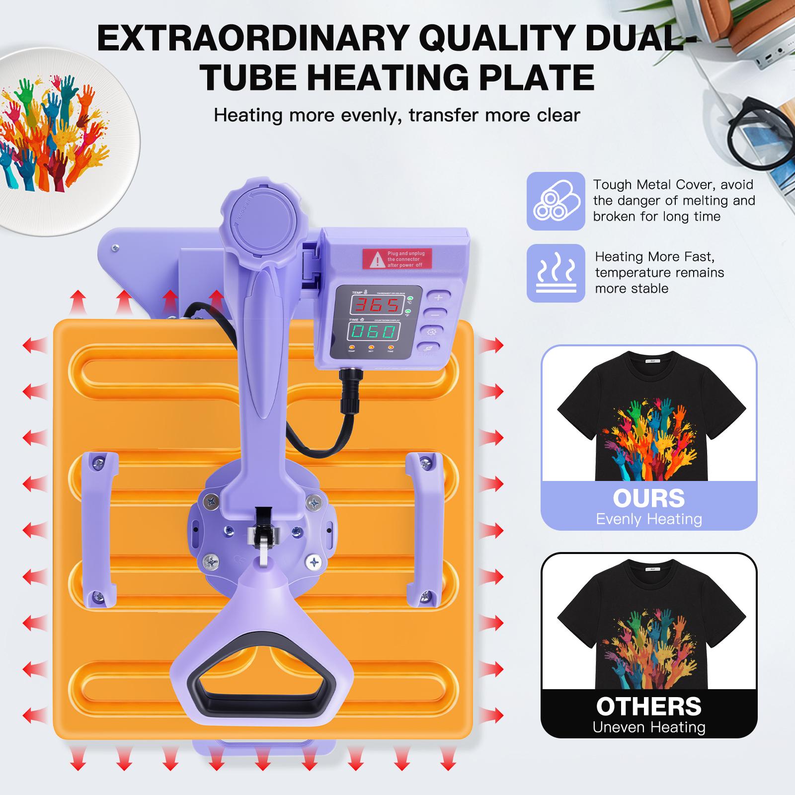 AKEYDIY 5 in 1 Slide-out Heat Press Machine, 15" X 15" Industrial Grade, 360-Degree Swing Away Heat Transfer Machine, Digital Mug Sublimation Heat Press Machine, Suitable for T-shirts/Mugs/Hats/Plates/Baseball Caps/Mouse Pads