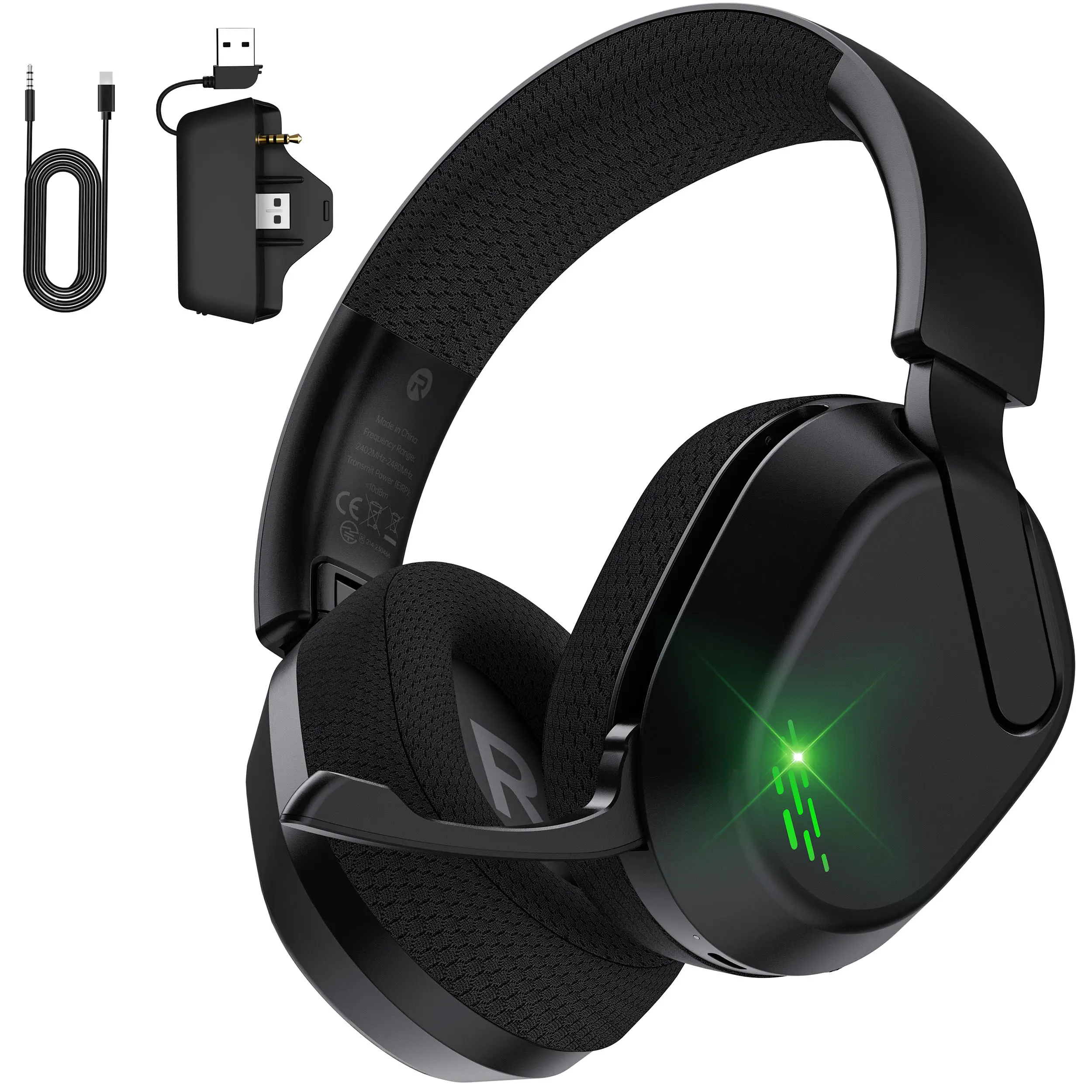 Over-Ear Wired/Wireless Gaming Headphones with Mic - Tri-Mode 2.4G/Bluetooth, 2-in-1 Xbox Dongle, Foldable Mic, All-Day Comfort, Headset for PC, Computer Headset