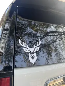 Deer Head Car Window Vinyl Decal Original Generic Design Weatherproof Car Wash Safe Easy Apply Remove for Rear Side Windows Toolboxes Coolers