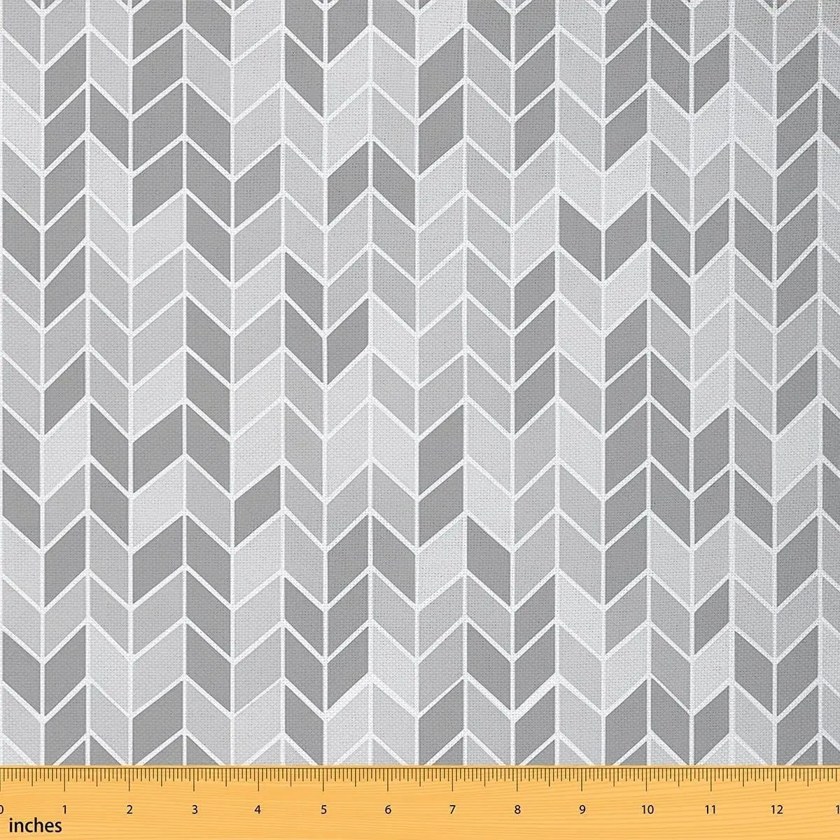 Feelyou Gray Polyester Geometric Fabric - Medium Weight Herringbone Patterned Indoor/Outdoor Waterproof Fabric by the Yard for Farmhouse DIY Projects