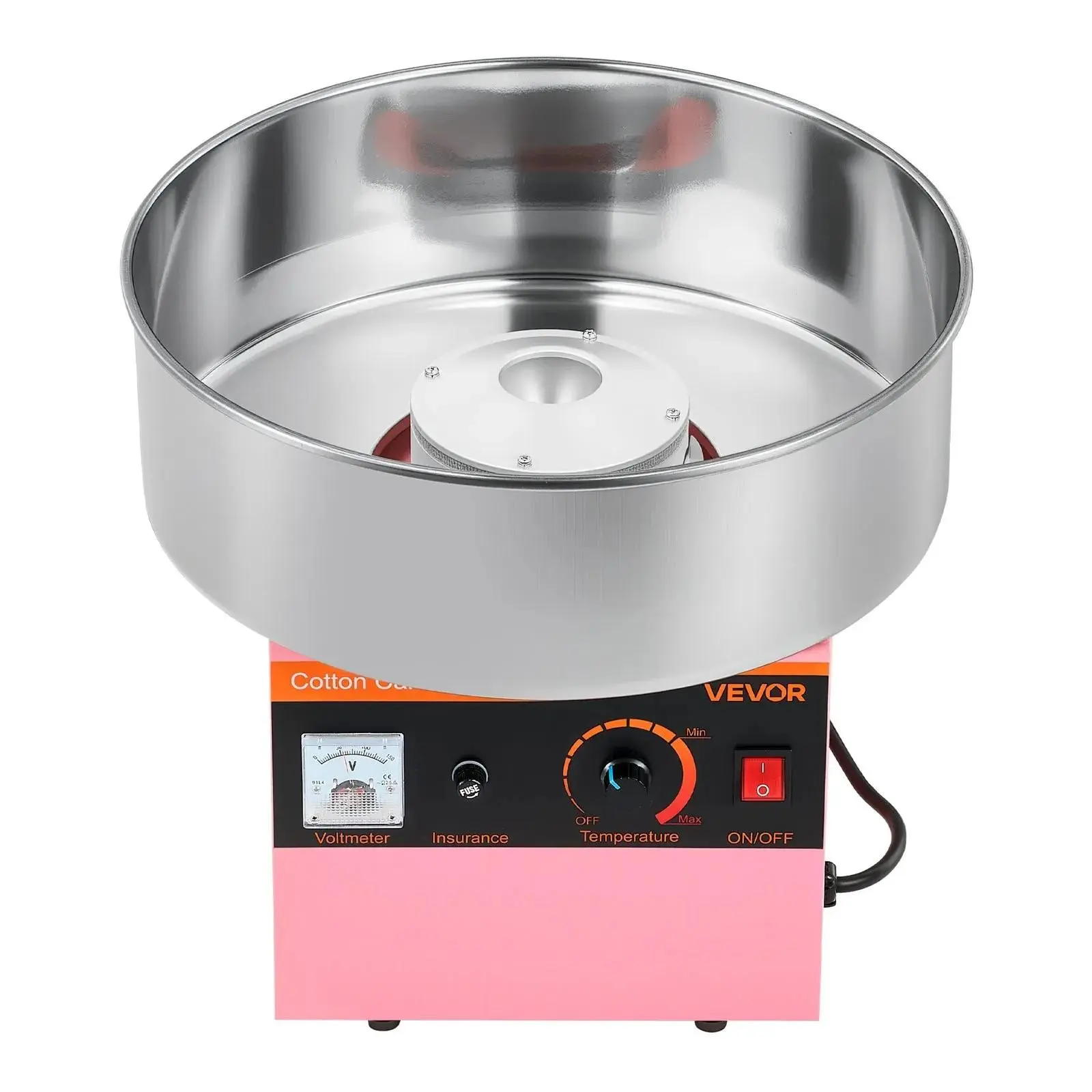 Commercial Candyfloss Machine, Summerfinds Mother's Day Pink Stainless Steel Electric Sugar Floss Maker, Corded Round Head for Parties, Watch Party, Cotton Candy Machine For Home