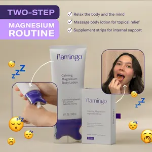 Flamingo Calming Magnesium Dual-Action Kit Body Care: Magnesium Supplement with Massage Lotion & Better-Absorbing Strips Flamingo Calming Magnesium Dual-Action Kit Body Care: Magnesium Supplement with Massage Lotion & Better-Absorbing Strips
