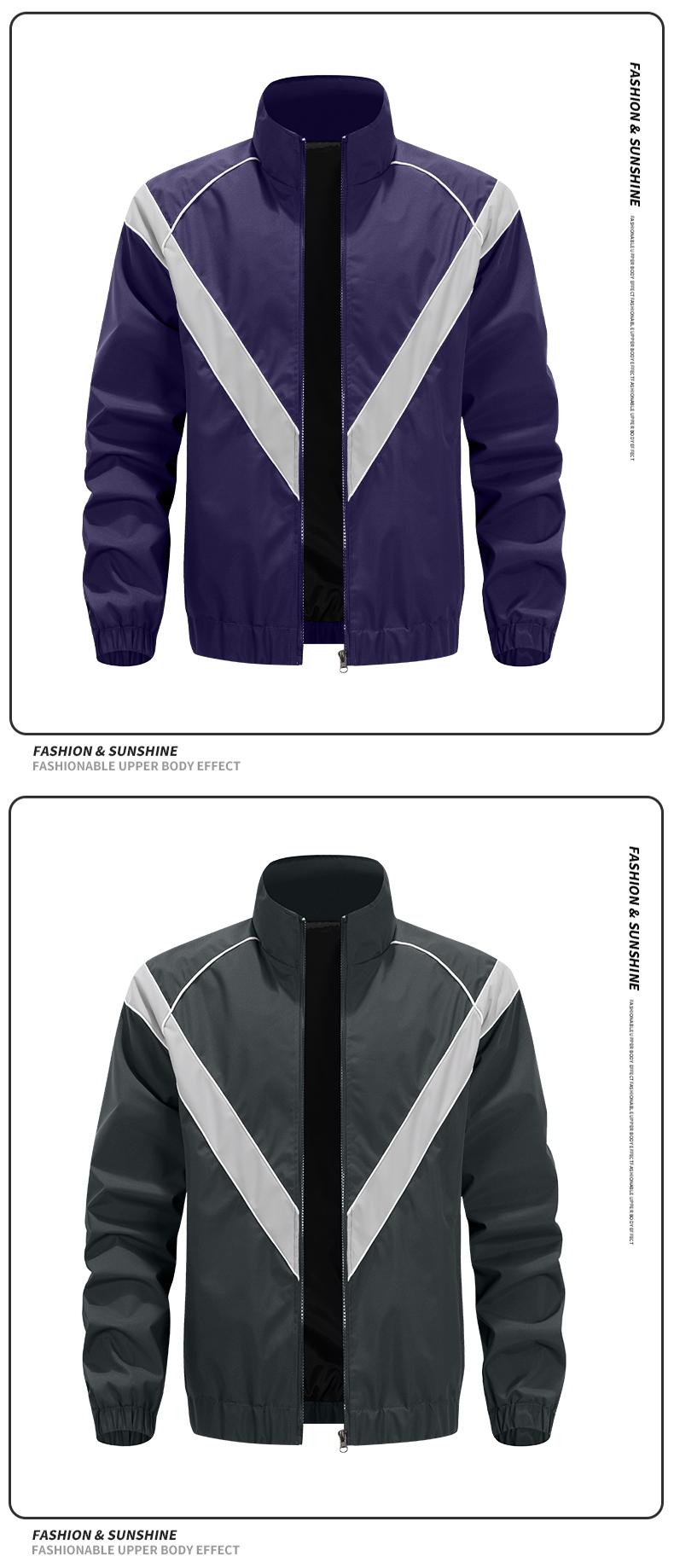 Men's Casual Stand Collar Jacket Features contrasting color trim detailing Windproof and abrasion-resistant surface Ideal for cycling, streetwear, and everyday casual wear Perfect layering piece for outerwear Streetwear apparel Coats Long Sleeve Menswear