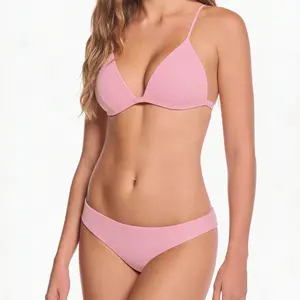 PHAX Minimal Triangle Bikini Set Solid Colors Bowknot Elegant Adjustable Straps Stretch Fabric Mix & Match for Women's Beach Pool Vacation