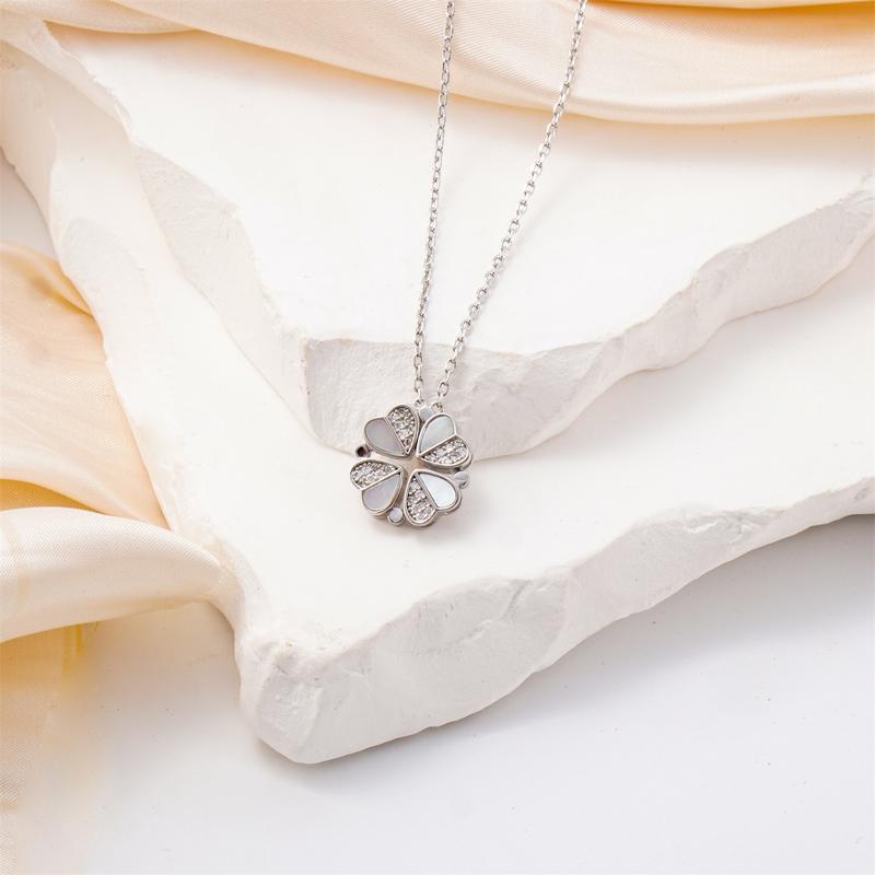 Moissanite 0.1ct Convertible Lucky Four-Leaf Clover Copper Pendant Necklace Wedding Engagement Anniversary Gift for Women