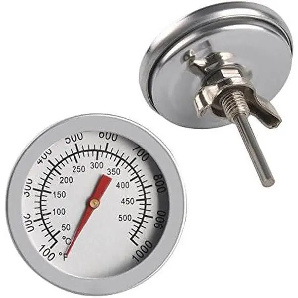 2-Pack Durable Stainless Steel Dial Kitchen Cooking Thermometers, 2-in Fog-Free Surface, Screw Thread & Wing Nut for Easy Mounting, Eco-Friendly Synthetic Build for BBQ Pit, Grill Use