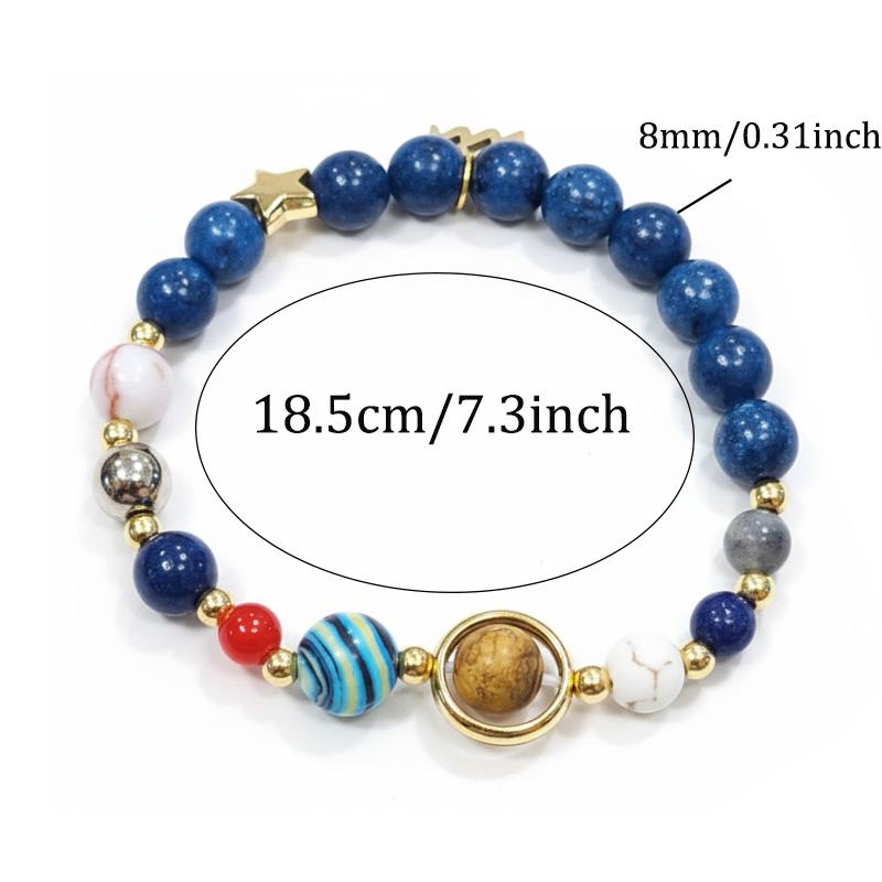 Solar System Zodiac Bracelet for Men & Women, Galaxy Style Protection Bracelet, Fashion Jewelry Gift Idea for Girlfriend, Mom, Bestie, Trendy Versatile Accessory, Perfect Birthday Present