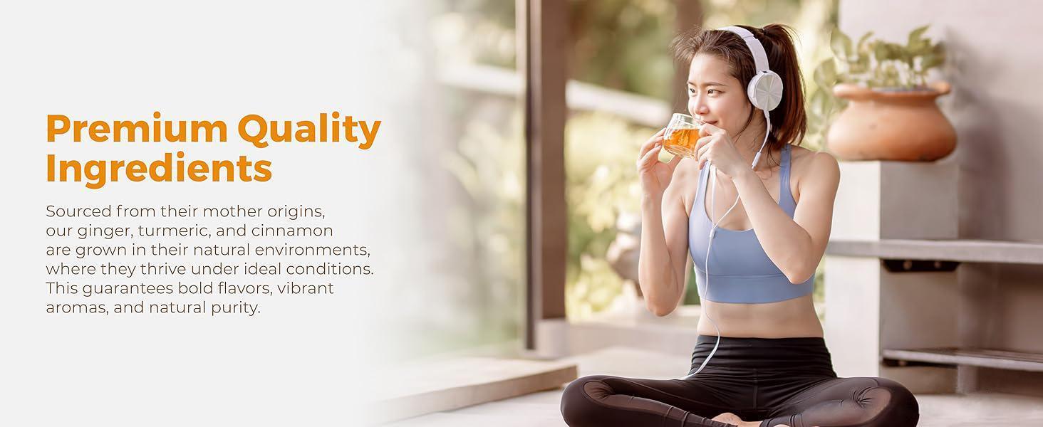 Turmeric Ginger Cinnamon Tea, 100% Natural, Anti-Inflammatea. Eco-conscious Tea Bags. Turmeric Ginger Herbal Tea. No Sugar, No Caffeine, No Gluten, Vegan. antiinflamma tea, looseleaf tea Beverage anti in flama tea ginger caffeine free