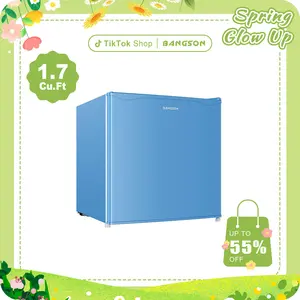 BANGSON Small Refrigerator, 1.7 Cu.Ft Mini Fridge With Freezer,  single door refrigerator, Office, Adjustable Feet, Bedroom, Compact Body, Cream White, Pink, Blue, Green, Red