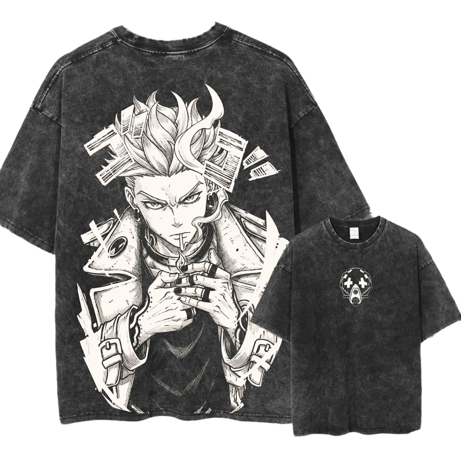Kinji Hakari Jujutsu Kaisen Anime Streetwear Oversized Acid Wash T-Shirt Vintage Distressed Graphic Tee 100% Premium Heavyweight Cotton Retro Mineral Wash Perfect Otaku Gift