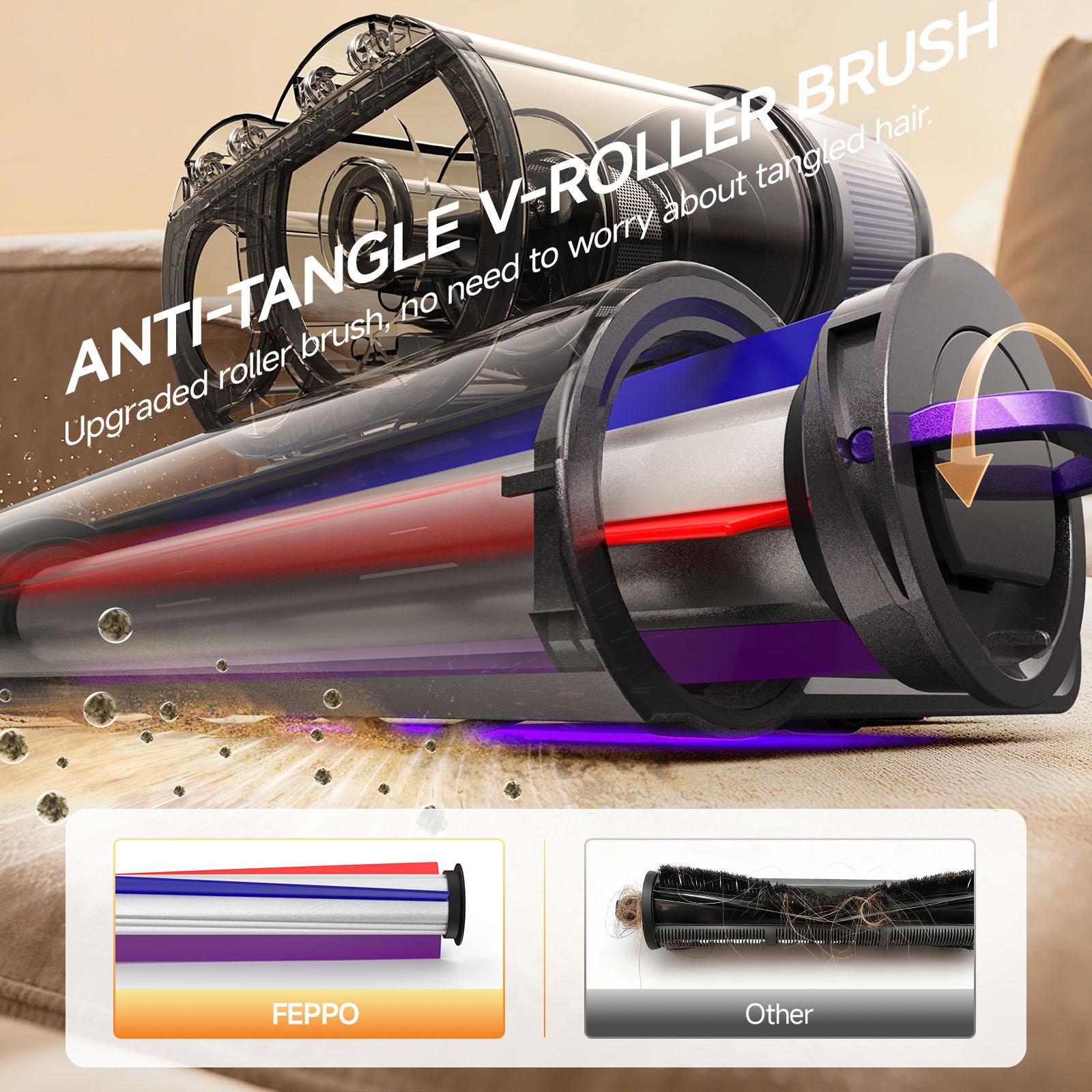 FEPPO Upgraded Mattress Vacuum Cleaner with UV-C Light & 149℉ Hot Air & Aroma Tablet & LED Display, 4-in-1 Bed Vacuum for Dust Mites Removal, 40,000/min Tapping, 16KPa Powerful Suction, HEPA Filter Handheld Vacuum for Bed Couch Sofa Carpet