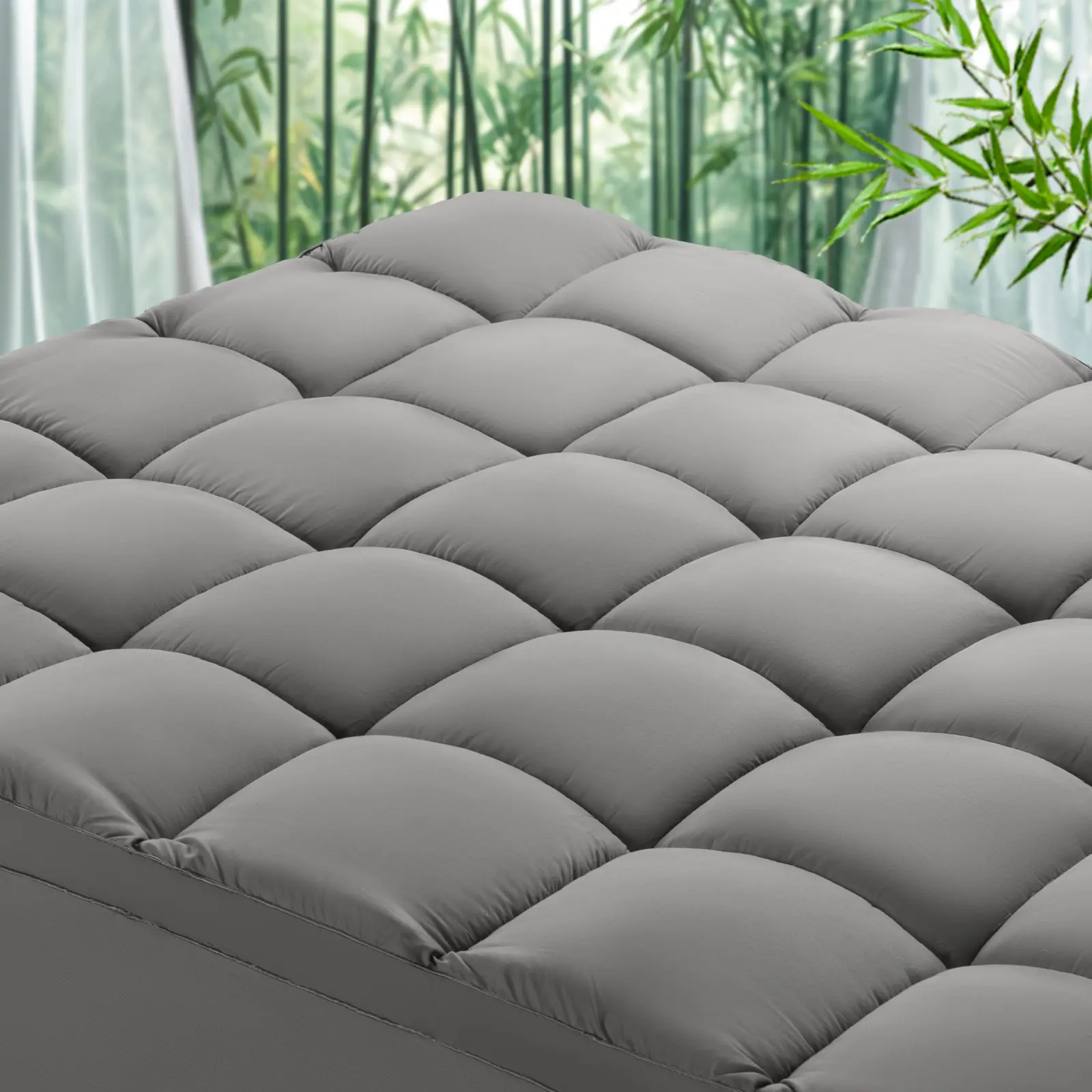 Shilucheng Cooling Supportive Bamboo Viscose Mattress Topper, 8-21 Inch Fit, Back Pain Relief, Breathable Quilted Brushed Ultra Soft, Deep Pocket,back to school,back to school shopping,home decor