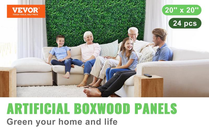 VEVOR Artificial Boxwood Panels, Various specifications, Boxwood Hedge Wall Panels, PE Artificial Grass Backdrop Wall, Privacy Hedge Screen for Decoration of Outdoor, Indoor, Garden, Fence, and Backyard
