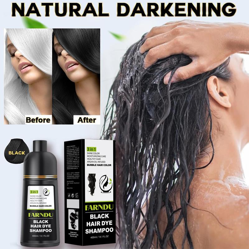 FARNDU Hair Dye Shampoo, Gray Coverage, 3 in 1 (+Shampoo+Conditioner), 10 Minute Color for Men & Women, All Hair Types, Long Lasting, 400ml