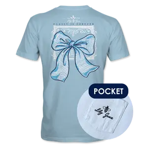 Lily Grace "Classy Is Forever" Preppy Pocket Tee – Chambray