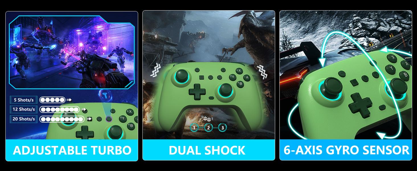 YUYIU Wireless Wind Chaser 1 Multi-Platform Controller for Switch PC Steam with Hall Effect Joystick Dual Vibration Macro Back Buttons 1000Hz Polling 6-Axis Gyro & Turbo