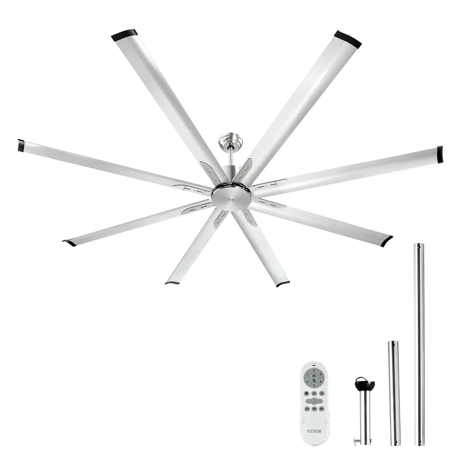 【Summerfinds】VEVOR 84-In Low Profile Flush Mount Ceiling Fan, 6-Speed Remote Control, Aluminum 8-Blade Reversible DC Motor, Brushed Nickel, Indoor/Outdoor Fan for Bedroom, Home, No Lighting,dorm essentials,home essentials