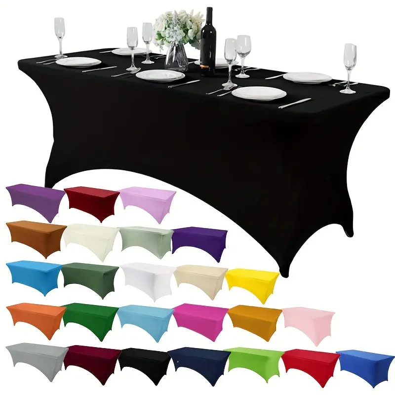 [4ft/6ft/8ft Stretchable Table Covers] Stretchable Spandex Table Covers - 4ft/6ft/8ft, Wrinkle-Free & Easy to Clean for Weddings, Parties, and Events - Available in Multiple Colors