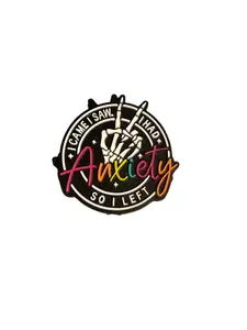 F/S6- (1)PC 1" Round I Came I Saw I Had ANXIETY So I Left W/Skeleton Hand/Peace Sign  Focal Bead for DIY Keychains, Wristlets, Cup Charms, Car Charms ETC