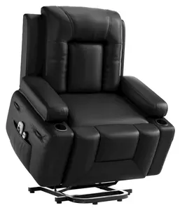 Oversized Wide Power Lift Recliner Chair - Heat and Massage, PU Leather, Adjustable Back and Legs, Electric Lift Chair Designed for The Elderly and People with Mobility impaired