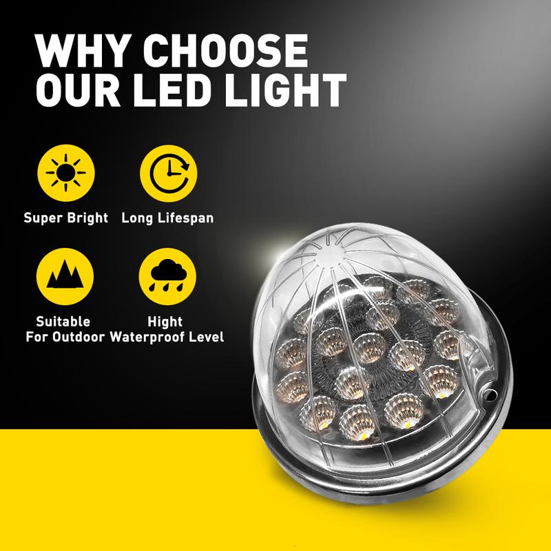 AUXITO 2Pcs Amber Blue Watermelon LED Lights w/ Chrome Ring Side Marker Clearance Lamps