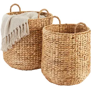 Best Choice Products 2-Piece Round Nesting Baskets W/Handles, Handwoven Water Hyacinth, Storage Organizer Best Choice Products 2-Piece Round Nesting Baskets W/Handles, Handwoven Water Hyacinth, Storage Organizer