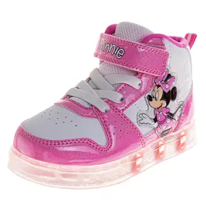 Minnie Mouse High Top Sneakers Girls  Bow Detail Fashion Casual Wear Durable Canvas Ankle Support (Toddler / Little Kid)